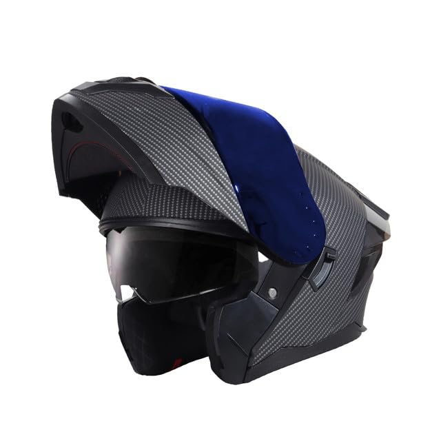 Casco para Moto Integral Boston - Casco Motocicleta Marca Edge - Visor Doble ANTIVAHO - Cascos para Motos Certificados Dot Moto - Accesorios para Moto Motocross Motocicleta Mujer Negro Carbon XL
