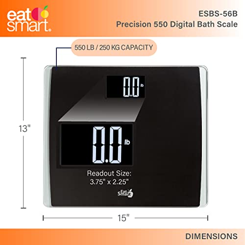Báscula de Precisión EatSmart Negra de Alta Capacidad con Plataforma Extra Ancha