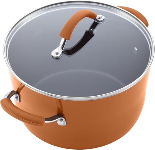 Batería de Cocina Rachael Ray Cucina Anaranjado Calabaza Antiadhesiva de Porcelana Dura 12 Piezas