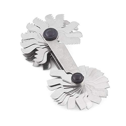 Calibrador de rosca, 51/52Pcs Métrico + imperial (52pc) Calibrador de rosca de acero inoxidable, Herramienta de medición de paso de tornillo de 60 y 55 grados(Metric+ imperial (52pc)) Calibradores