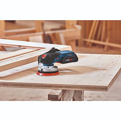 BOSCH GEX18V-5B15 18V sin escobillas 5 pulgadas Kit de lijadora de órbita aleatoria con (1) batería de alimentación avanzada CORE18V 4 Ah