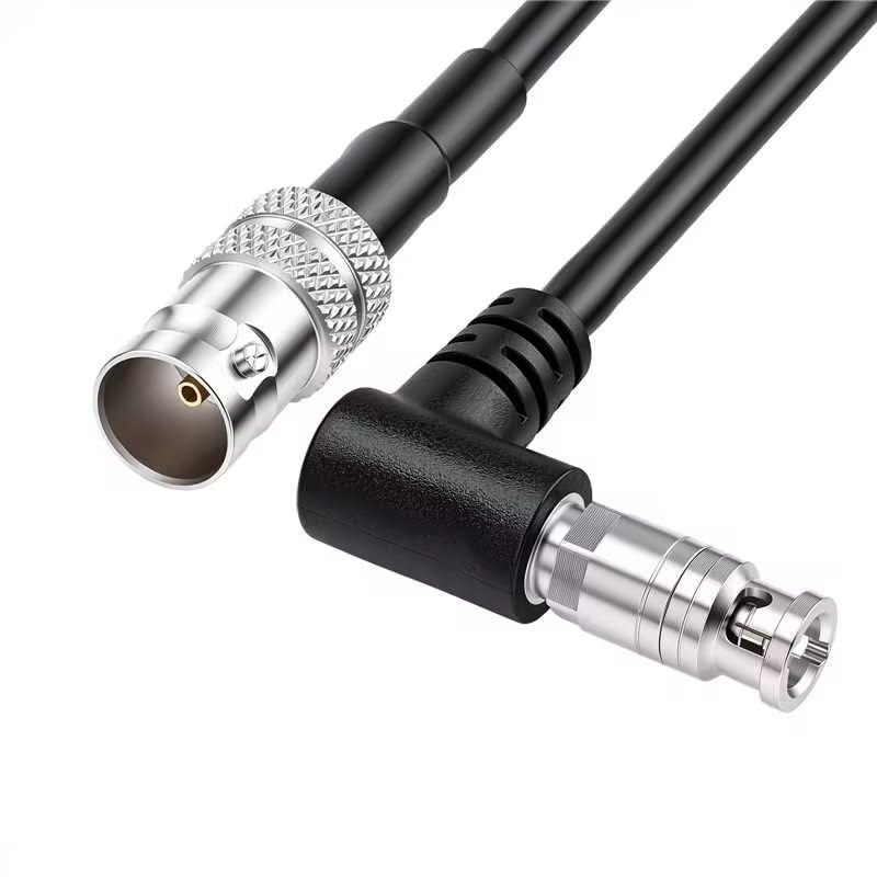 Cable de Video SDI 6G HangTon Negro Ángulo Recto HD para Monitor Blackmagic Video Assist 4K de 5 Pulgadas 4096x2160p @30