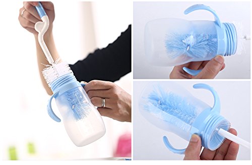 Honbay Bottle Brush Cleaner Kit with Teat Cleaner and Straw Brushes 360 Degree Rotating 5 PCS Within One Set Comes in Different Size selections - Random Color