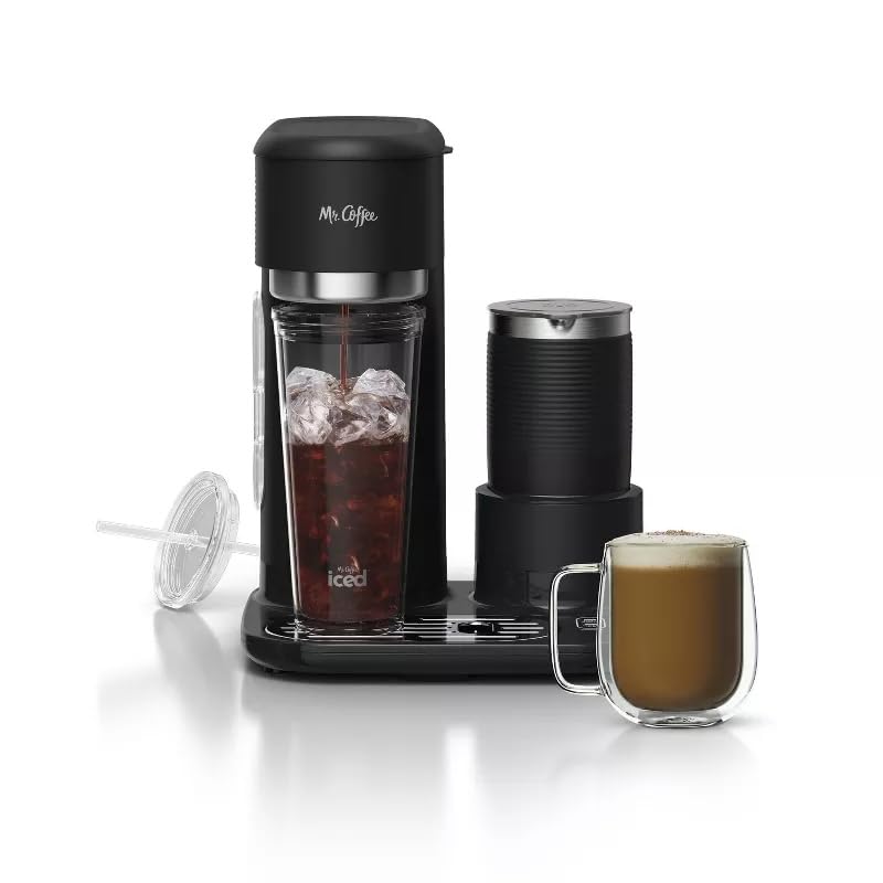 Cafetera Mr. Coffee Negra 4 en 1 con Espumador y Vaso