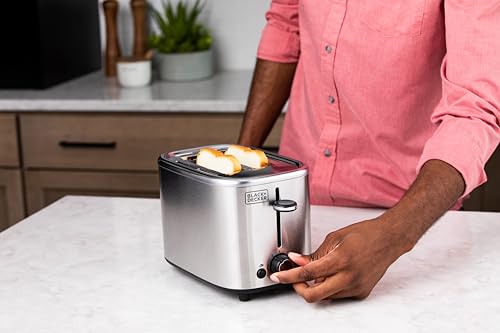 BLACK+DECKER Tostadora de Dos Rebanadas, Ranuras Extra Anchas, Ideal para Bagels y Congelados, TR0012SS-LA