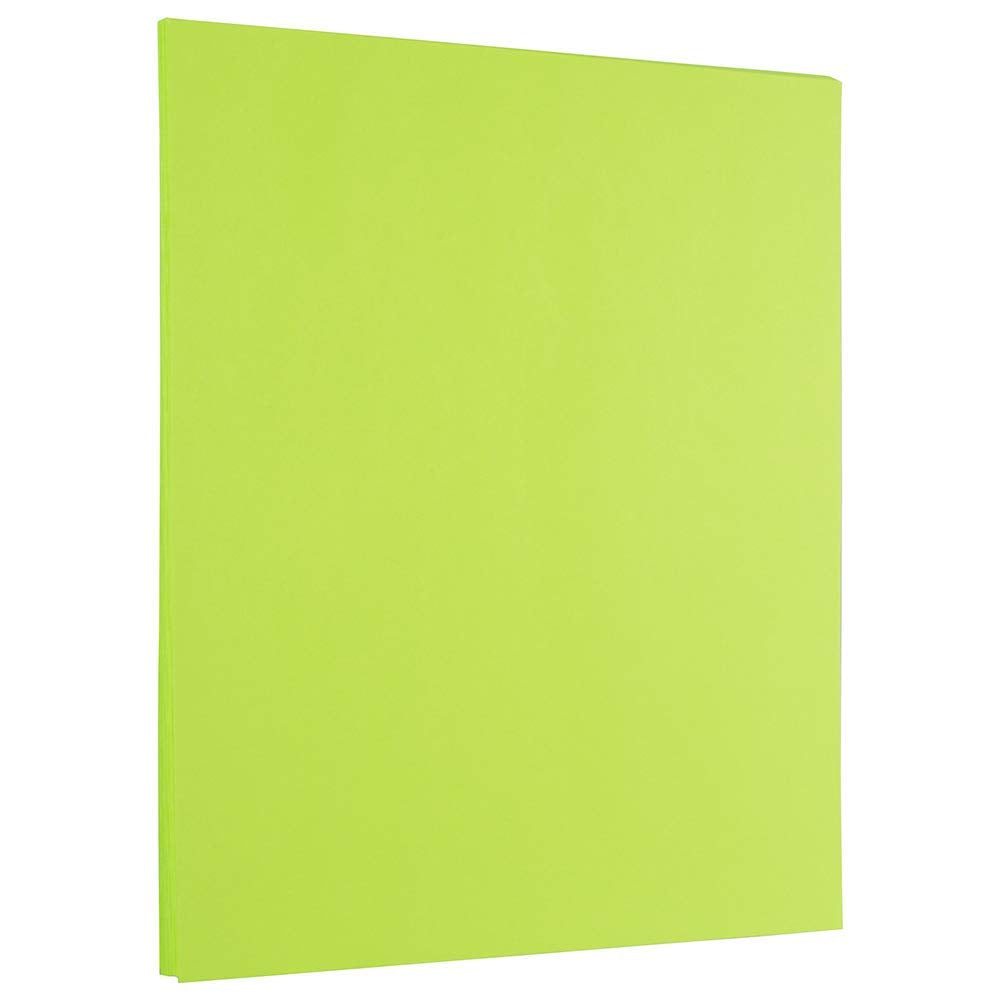 JAM PAPER Papel de color de 25 libras – 90 g/m² – 8,5 x 11 – verde lima – 50 hojas/paquete
