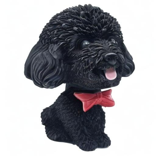 IBWell Mini Bobbing-Head Dog for Car Dash Board Decor,dashboard Doggy Puppy Teddy Toy with Adhesive Tabï¼ˆPoodleï¼‰ (Black A)