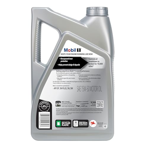 Aceite de Motor Sintético Completo Mobil 1 15W-50 Avanzado 5 Cuartos