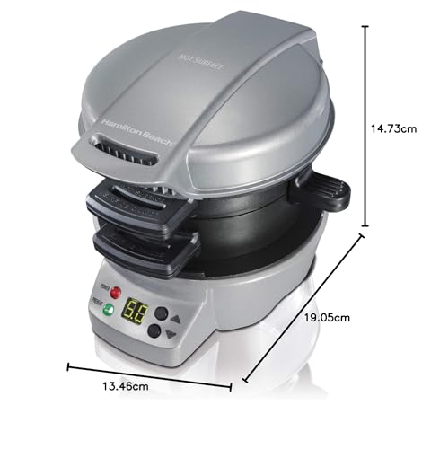 Hamilton Beach 25475 Sandwichera para desayuno, gris, Plateado, Single w/Timer, 1