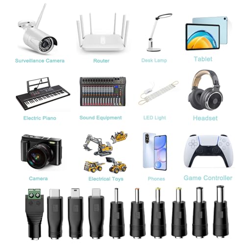 Cable de Carga USB a CC YiKaiEn Negro Universal con 10 Conectores de 3.3 Pies