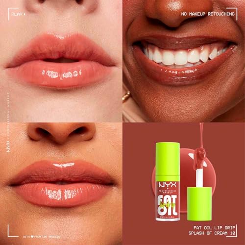 NYX Cosmetics, Fat Oil Lip Drop, Brillo Labial, Splash Of Cream