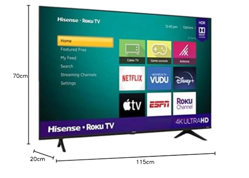 Hisense Televisión 2020 4K SmartTV Led con Sistema Roku, Compatible con Google Assistant y Alexa, Motion Rate 120, HDR10, DTS Studio Sound (50R6E3/ 50pulgadas)(Reacondicionado)