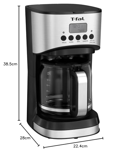 Cafetera de Filtro Permanente T-Fal Grand Café Inoxidable, 14 tazas, Programable, CM771D55