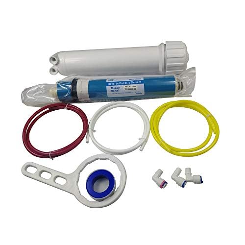 Huining Membrana de ósmosis inversa 100GPD-1812/2012 RO Kit de carcasa de membrana con conector rápido 1/4, válvula de retención, tubo de agua, juego completo de llaves para sistema residencial de