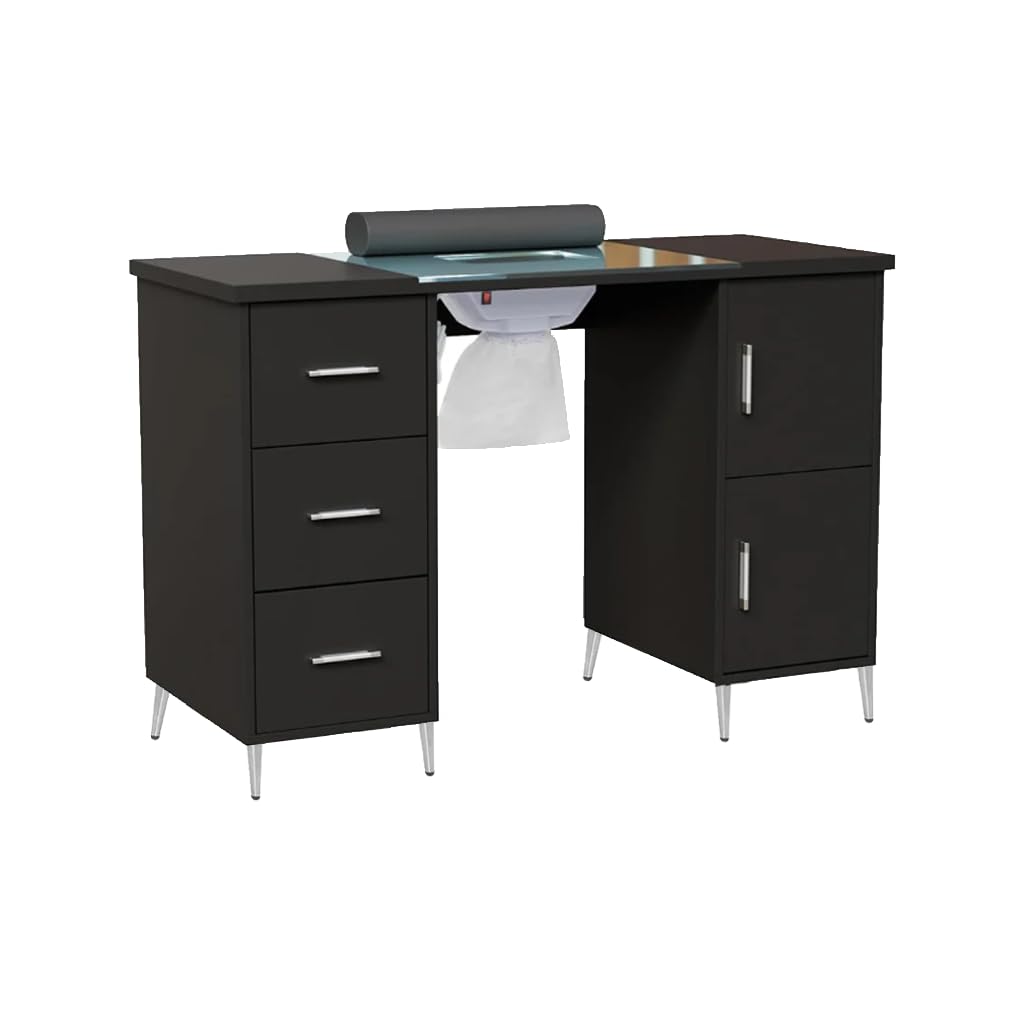 Mesa de Manicura VANLIG Negro Profesional con Colector de Polvo y Cojín