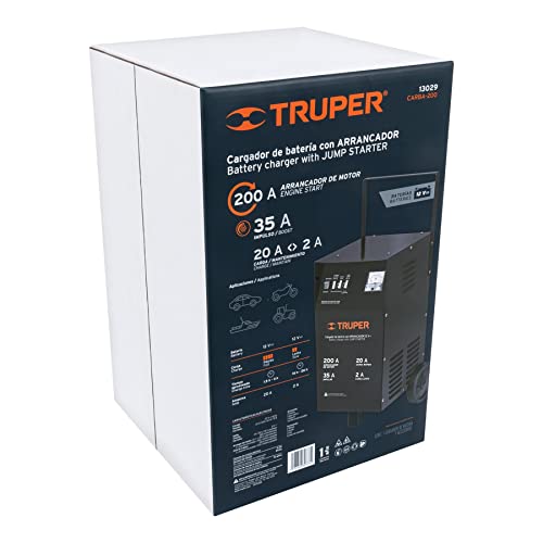 Truper CARBA-200, Cargador de baterías con ruedas 12 V, 200 A