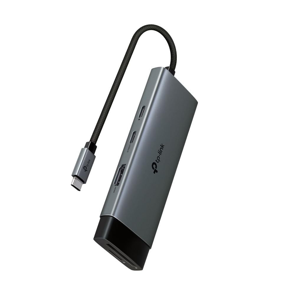 TP-Link Hub USB-C 7 en 1, HDMI 4K 60Hz, PD 100W, SD/microSD, Puertos USB-C 5Gbps y 2× USB-A, Plug & Play, Compatible con MacOS, Windows, Linux, iPadOS, iOS, Android, ChromeOS (UH7020C)