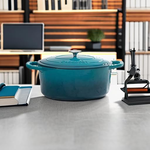 Crock Pot Olla, Horno ovalado holandés, Verde azulado, 7-Quart, 1