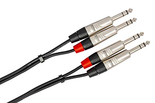 Hosa HSS-005X2 Dual REAN Cable de interconexión estéreo TRS Pro de 1/4 pulgadas, 5 pies