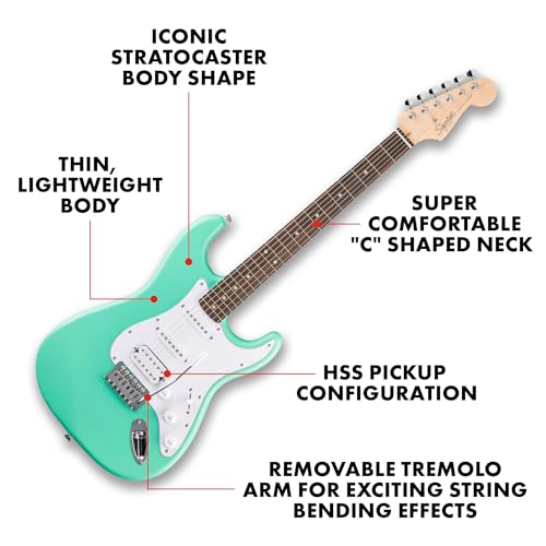Debut Collection™ Stratocaster® HSS, Laurel Fingerboard, White Pickguard, Sea Foam Green