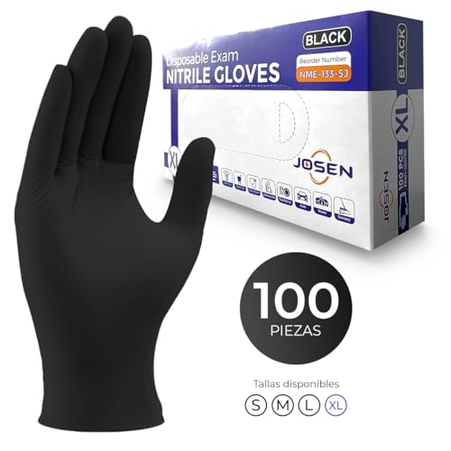Guantes Desechables de Nitrilo Vinil Alta Calidad Negro Ajuste Perfecto Resistentes Sin Látex Sin Polvo Ambidiestros