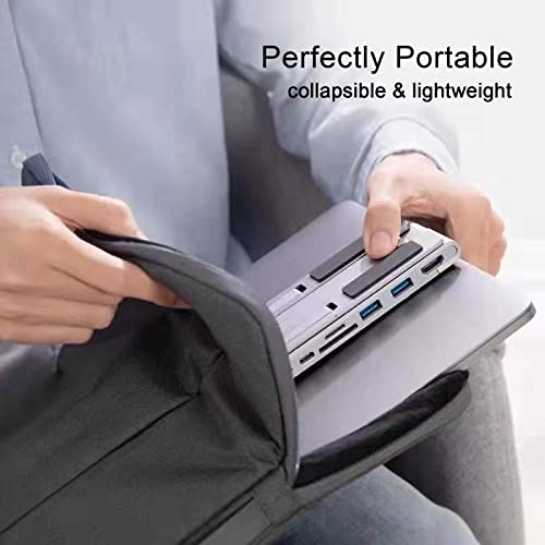Hyper Drive - Soporte plegable para portátil (USB C, 7 en 1: HDMI 4K30Hz, USB-C 100 W, USB-C 5 Gbps, MicroSD/SD, 2 USB-A 5 Gbps, compatible con Chromebook, Windows PC, MacBook iPad Pro de 10 a 17 pulgadas