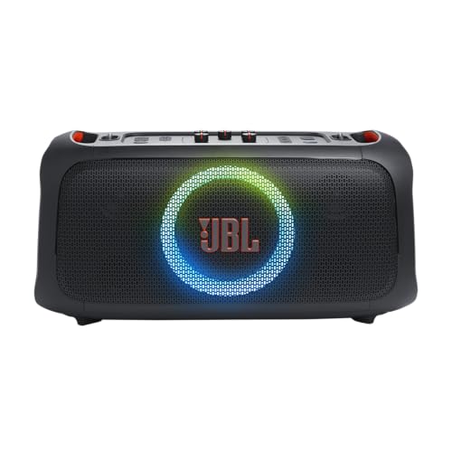 JBL PartyBox On-The-Go Essential Bocina Portátil Efecto Luz Bluetooth, 100W de Potencia, Reproducción 6 Horas, Resistente a Salpicaduras IPX4 - Negro