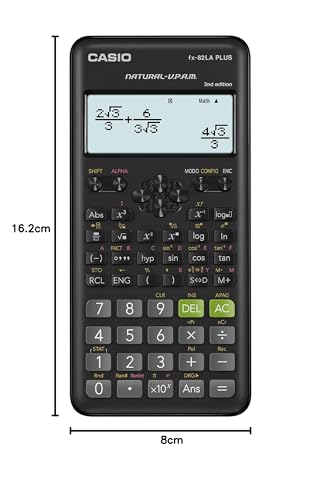 Casio FX-82LAPLUS2-BKSMT Calculadora Cientifica de 252 Funciones, Calculos fraccionarios, Estadistica, Combinacion y Permutacion