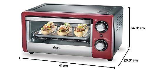 Horno Tostador Oster Rojo Capacidad para 4 Rebanadas