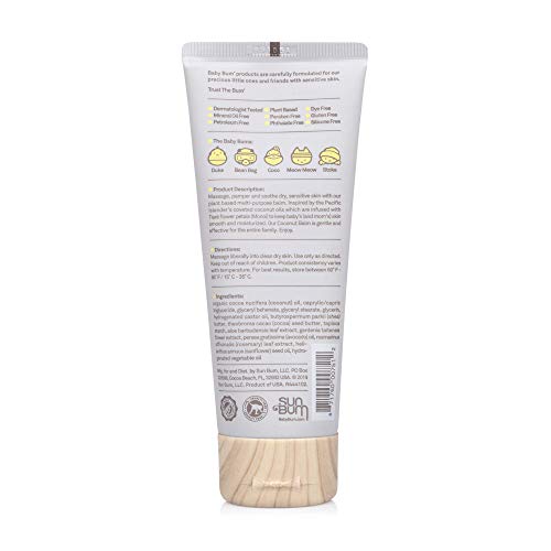 Baby Bum Natural Monoi Coconut Balm- 100% Natural Coconut Oil - Sensitive Skin Safe - Travel Size - 3 oz Tube