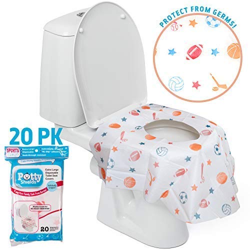 Fundas de asiento de inodoro desechables para niños y adultos (paquete de 20) protección contra inodoros públicos, impermeables, envueltas individualmente, forro de plástico para no remojarse, XL para