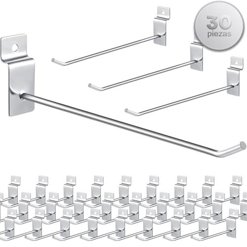 Ganchos de Ferretería,Gancho Metal para Panel Ranurado, Ganchos para Exhibición de Tiendas de Conveniencia,10/15/20cm (30, 20CM)