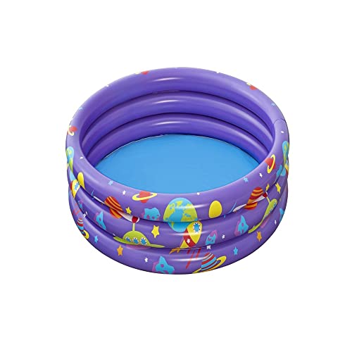 Bestway 52466 Alberca Inflable Redonda 1.02x.25cm 3 Anillos Morada con Pelotas Clave, Multicolor