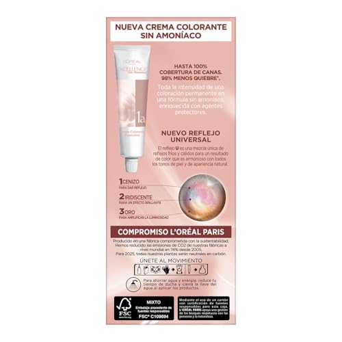 Pack de 2 tintes sin amoniaco L'Oréal Paris Excellence Tono 4U Castaño Universal - ¡Dale color a tu cabello de forma segura y duradera con nuestra fórmula sin daños ni irritaciones! Ideal para un tono castaño natural y vibrante. ¡Compra ahora!