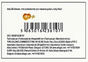 Alba Guitar Beads - Manga corta gris para guitarristas, para guitarristas clásicas, flamencos, guitarristas eléctricos, talla pequeña/mediana, gris, talla �nica