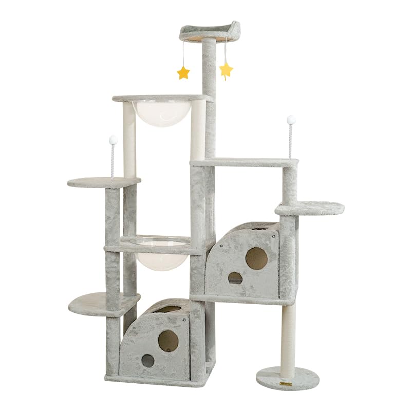 Rascador para Gatos UNA MASCOTA Gris con Diseño de Queso Varios Niveles 170CM