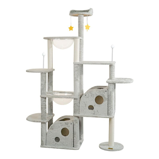 Rascador para Gatos UNA MASCOTA Gris con Diseño de Queso Varios Niveles 170CM