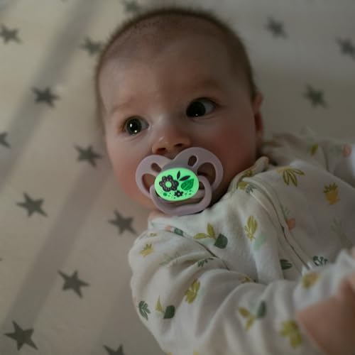 Chupetes Dr. Brown's Advantage Glow-in-The-Dark Rosa, 2 Piezas, Etapa 2, 6-12 Meses
