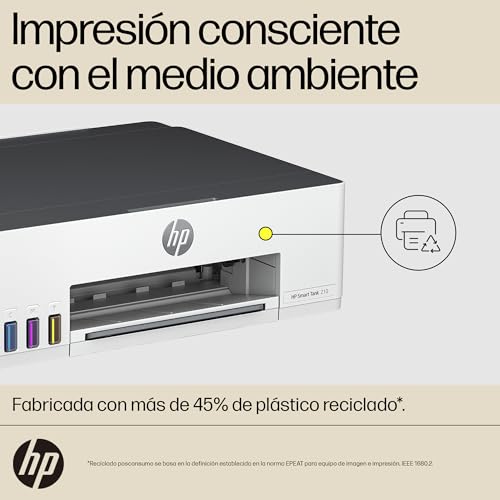HP Impresora Smart Tank 210, Tinta Continua, Color, Wi-Fi,USB, Bluetooth, Dúplex (Doble Cara) Manual, Impresión Smart App, hasta 2 años de Garantía* (3D4L3A)