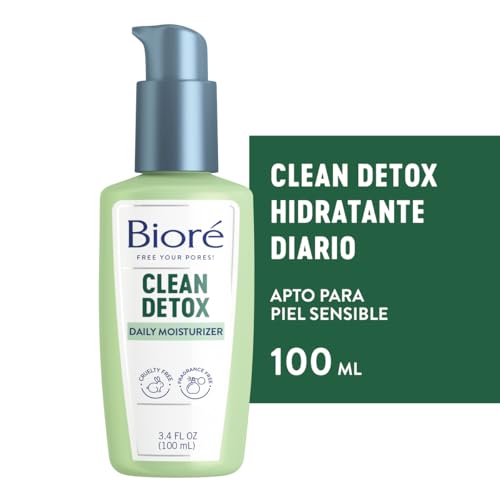 Bioré, Clean + Purificante Humectante Facial, para piel sensible, libre de fragancia, uso diario, 100 ml