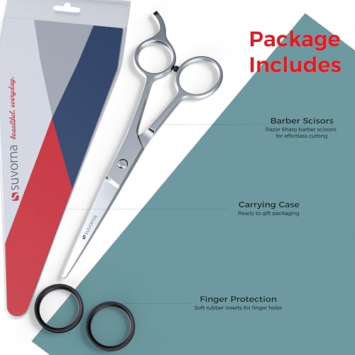 Suvorna Tijeras de corte de cabello de 6,5 pulgadas para profesionales, barberos y peluqueros - Tijeras para cortar y recortar el cabello - Tijeras de mano derecha para hombres, mujeres y adultos.