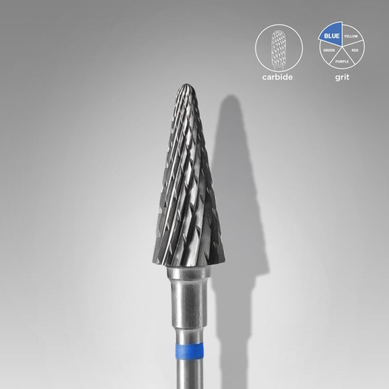 Staleks Taladro acrílico gel Polygel, cono, carburo azul, 6/14 mm