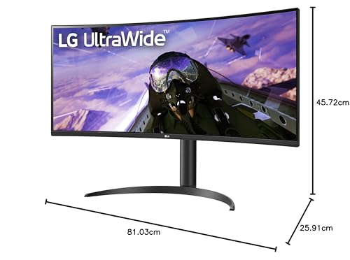 LG 34WP65C-B UltraWide Monitor de computadora de 34 Pulgadas QHD (3440 x 1440) 160Hz, HDR10, AMD FreeSync Premium, Altavoz Integrado, diseño sin Bordes, Soporte de inclinación/Altura, Puerto HDMI