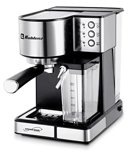 Koblenz Cafetera Espresso, Cappuccino y Latte, 15 Bares de Presión, Multipropósito, Potencia de 1350 W, Deposito de leche, Sistema de Espuma para Café Cappuccino, Filtro lavable (CKM-1350 IN)