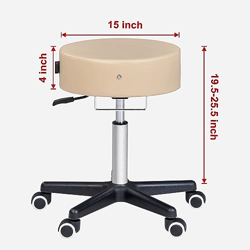 Taburete Rodante Master Massage Deluxe Crema Asiento Más Grande Ruedas Mejoradas