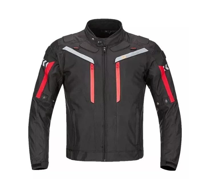 Chamarra de moto, Chaqueta de moto, CE tejido impermeable de alta calidad, negra, hombre, adecuado para primavera y verano (MX/US, Alfa, 1X, Regular, Regular, Negro)