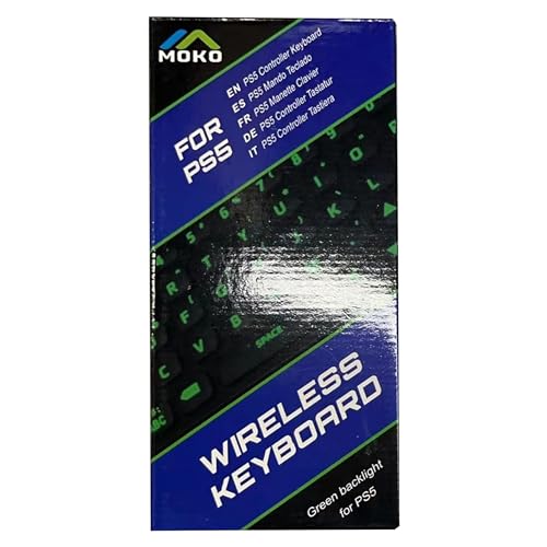Teclado Retroiluminado Verde MoKo Negro para Controlador PS5 con Altavoz Incorporado y Conector de Audio 3.5mm
