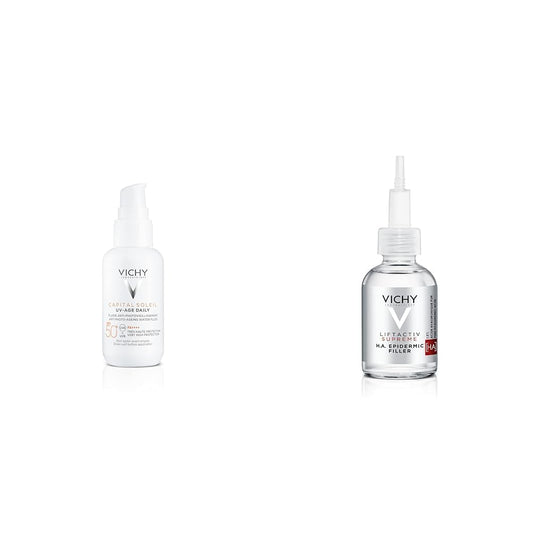 Vichy Vichy protector solar facial fluido anti edad con vitamina e capital soleil uv-age fps50+ 40ml + Ha epidermic filler: serum anti arrugas de acido hialuronico