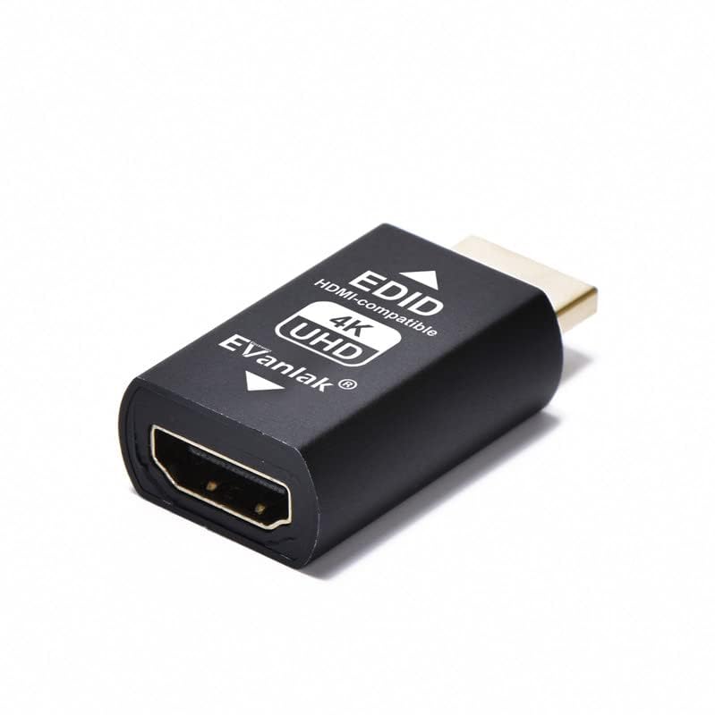 EVanlak 3rd Generrtion Hdmi Edid Emulador Passthrough eliminado Adaptador de emulador Funciona con Mac Thunderbolt a HDMI Switches/Extender/Receptor AV/Divisores de vídeo 4 K - 3840 x 2160 @60