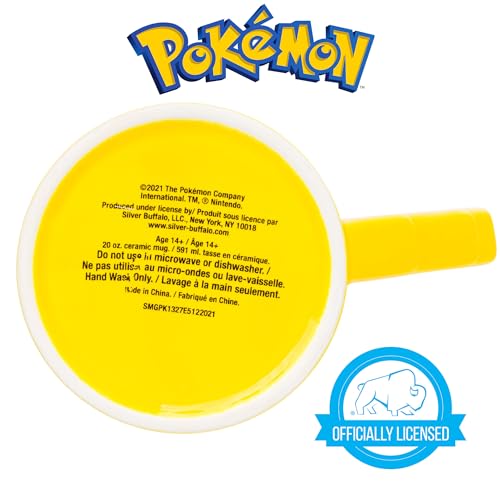 Taza de Cerámica Silver Buffalo Pikachu Negro y Amarillo con Asa en Forma de Rayo